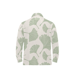 Ginkgo leaves pattern Men's Long Sleeve Polo Shirt