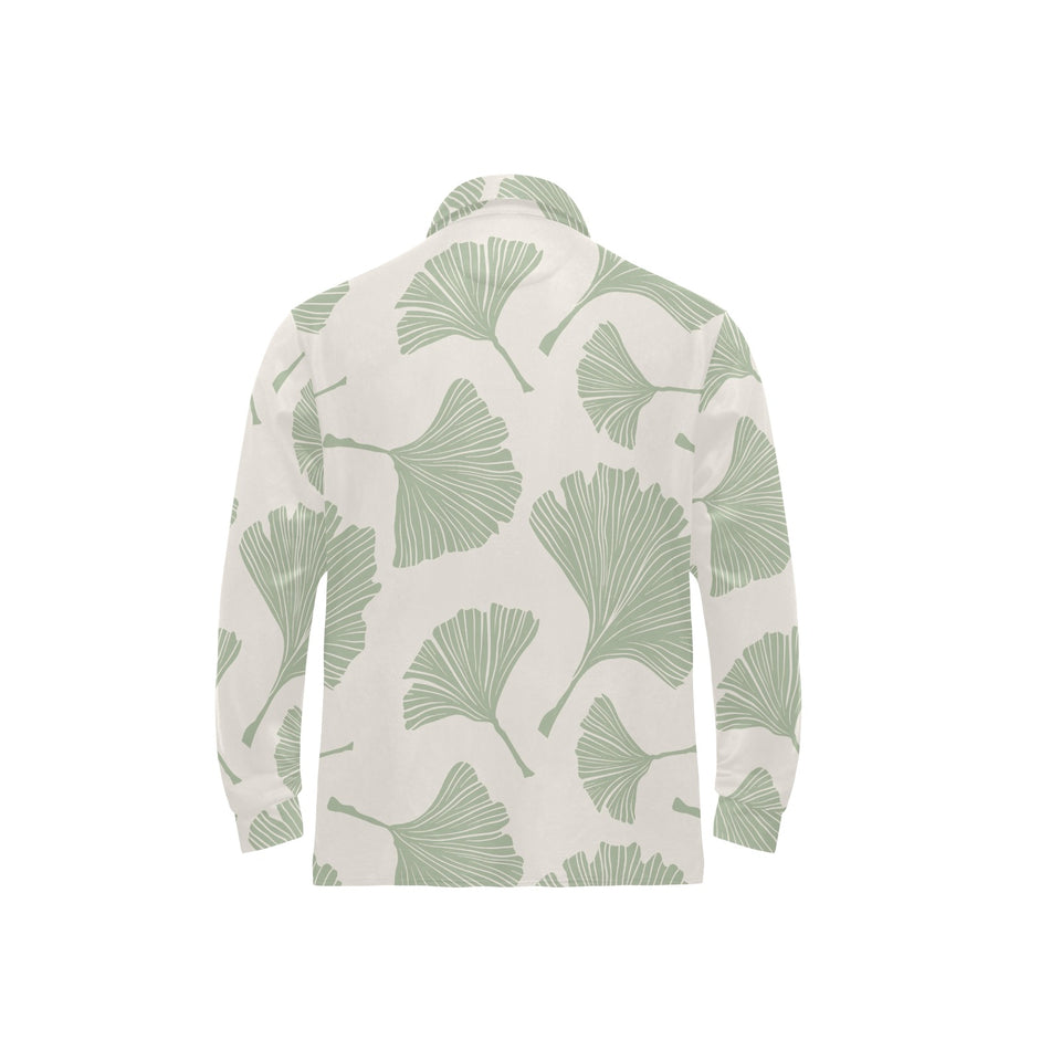 Ginkgo leaves pattern Men's Long Sleeve Polo Shirt