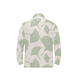 Ginkgo leaves pattern Men's Long Sleeve Polo Shirt