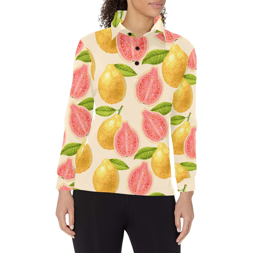 Beautiful guava pattern Women's Long Sleeve Polo Shirt