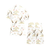 Beautiful Japanese cranes pattern Men's V-Neck Short Pajama Set