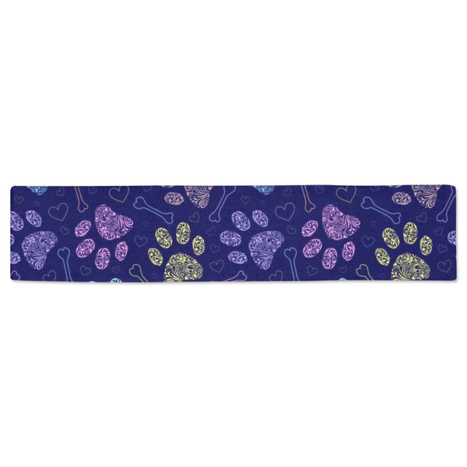 Dog Paws Pattern Print Design 02 Table Runner
