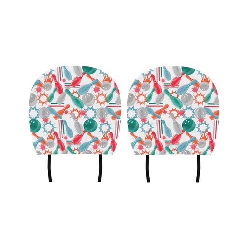 Watercolor bowling pattern Car Headrest Cover