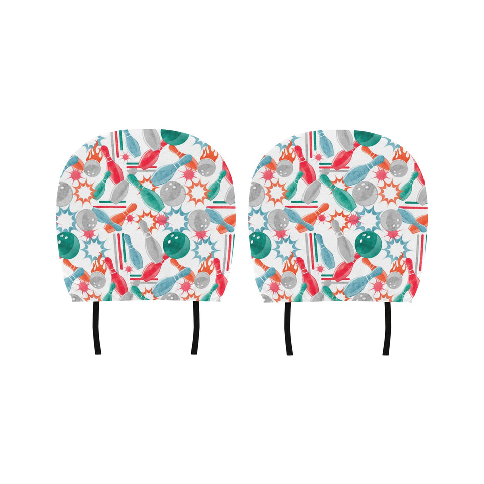 Watercolor bowling pattern Car Headrest Cover