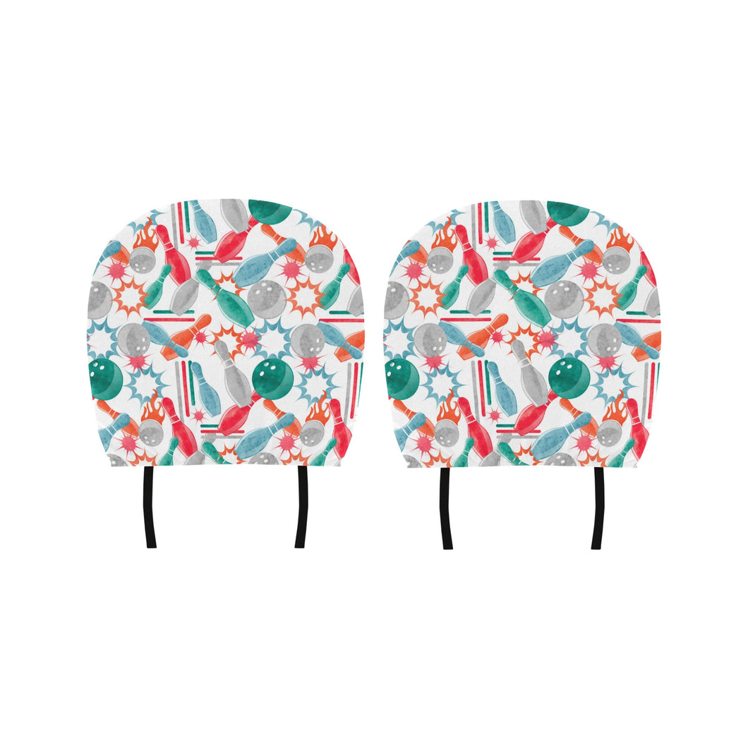 Watercolor bowling pattern Car Headrest Cover