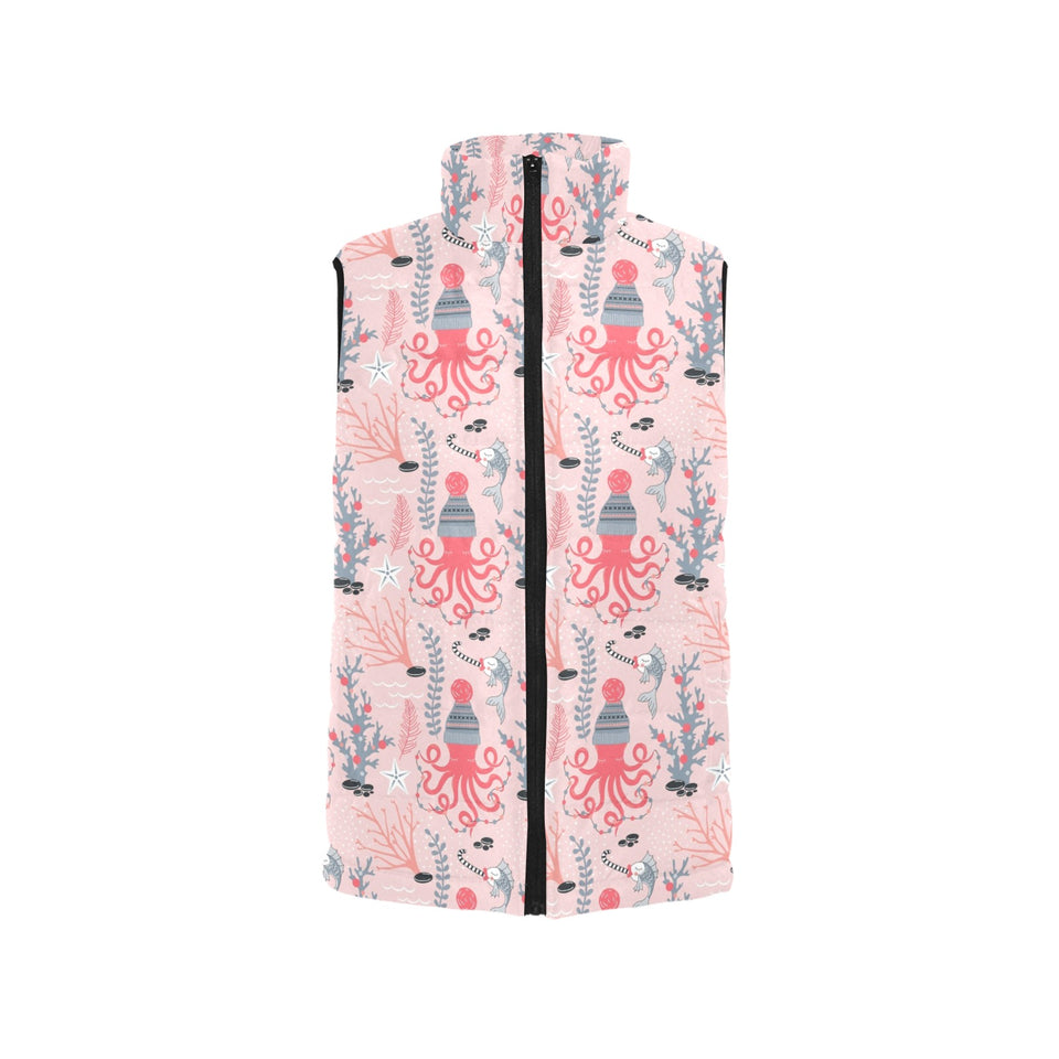 Octopus winter hat garland Fish candy Seaweed Cora Women's Padded Vest