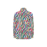 Colorful zebra skin pattern Women's Long Sleeve Polo Shirt