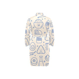 Cute sushi icon pattern Men's Long Sleeve Belted Night Robe