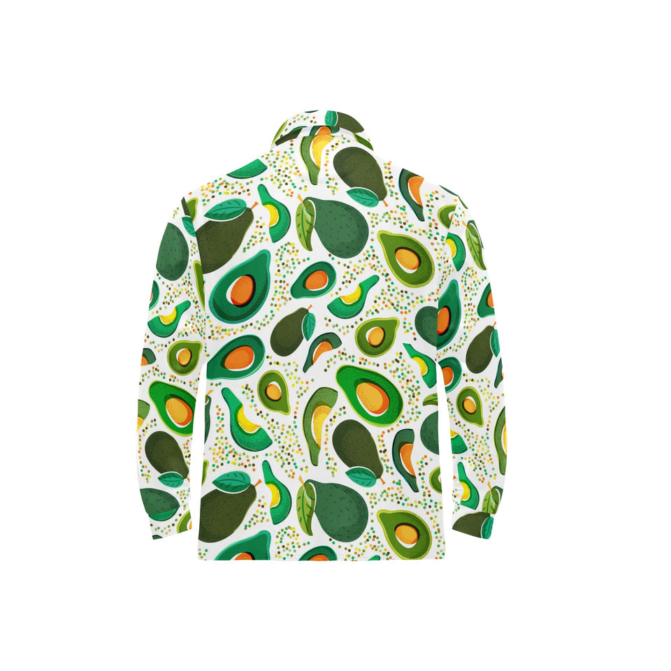 Avocado design pattern Men's Long Sleeve Polo Shirt