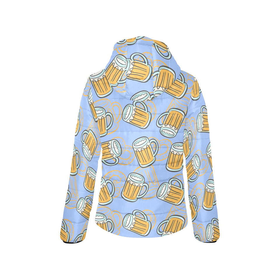 Beer pattern Women's Padded Hooded Jacket