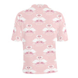 White swan and flower love pattern Men's All Over Print Polo Shirt