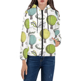 Hot Air Balloon Bird Cloud Pattern Women's Padded Hooded Jacket