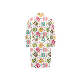 Color cute owl pattern Men's Long Sleeve Belted Night Robe