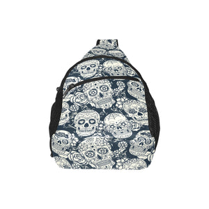 Sugar skull black white pattern All Over Print Chest Bag