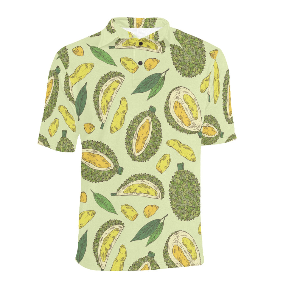 Durian leaves pattern background Men's All Over Print Polo Shirt