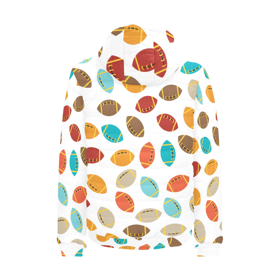 Colorful american football ball pattern Men's Padded Hooded Jacket