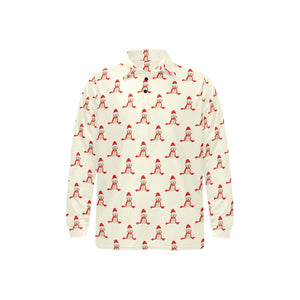 Golden Retriever Pattern Print Design 01 Men's Long Sleeve Polo Shirt