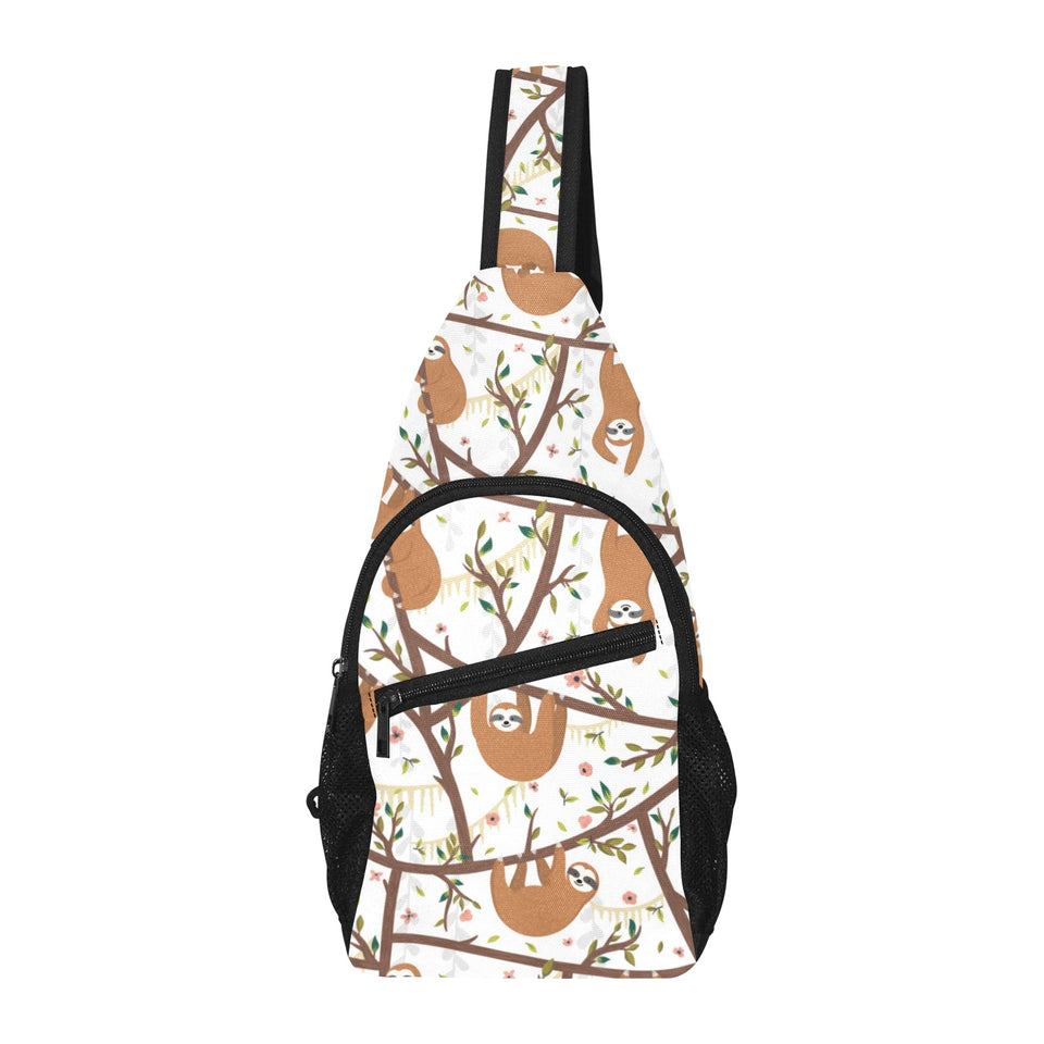 Sloths hanging on the tree pattern All Over Print Chest Bag