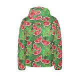 Watermelons tropical palm leaves pattern backgroun Kids' Boys' Girls' Padded Hooded Jacket