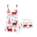 Deer tree snowflakes chrismas pattern Chest Sexy Pleated Two Piece Swim Dress