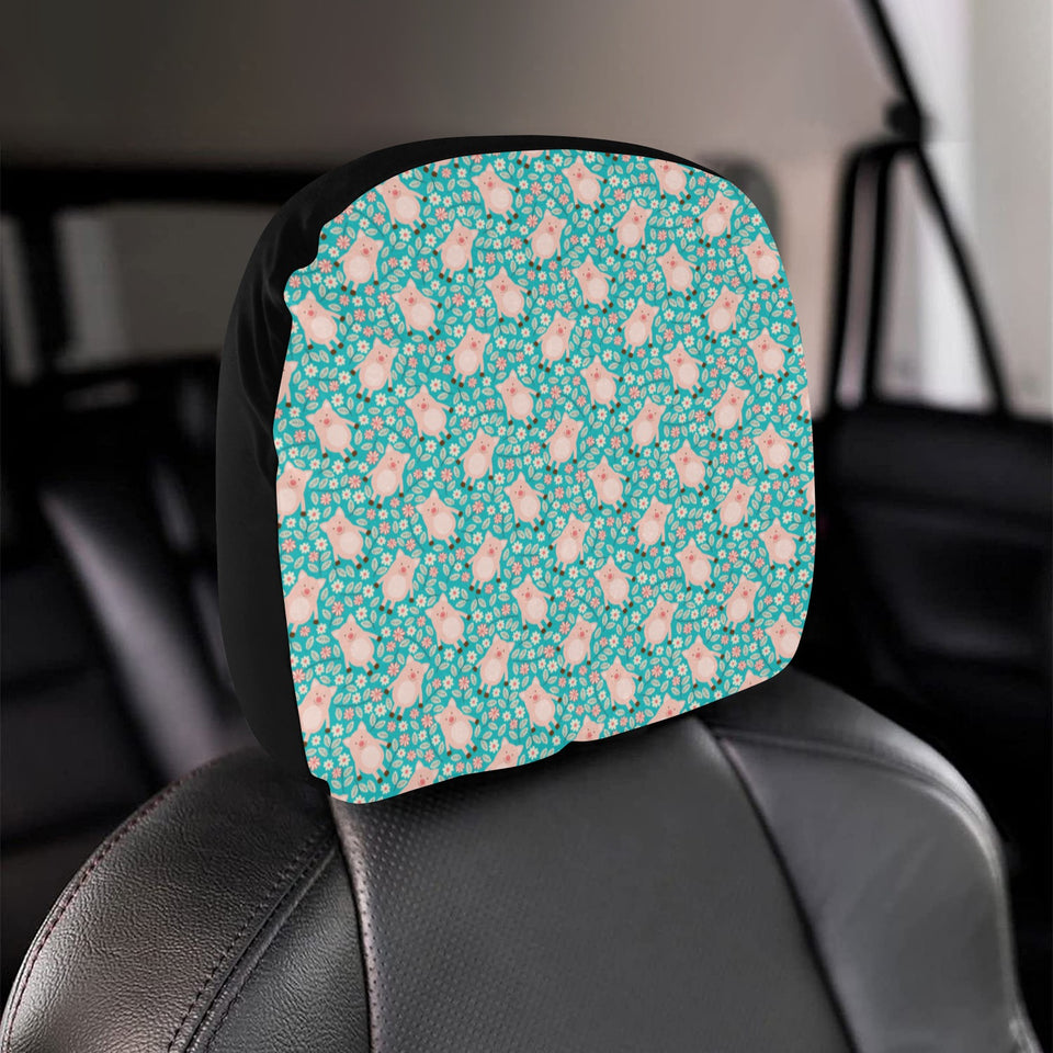 Pig Pattern Print Design 01 Car Headrest Cover