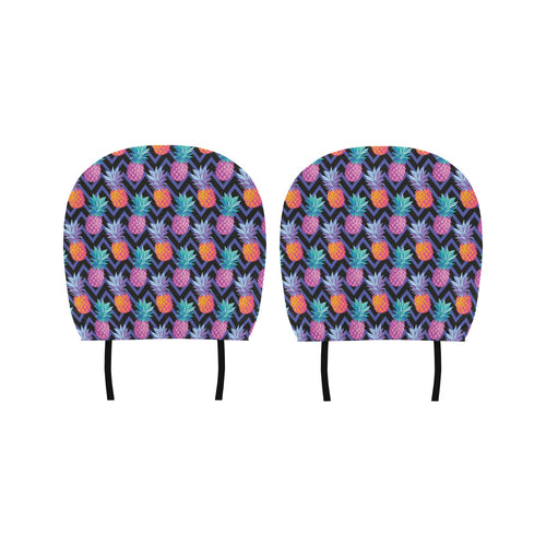 Pineapples pattern zigzag background Car Headrest Cover