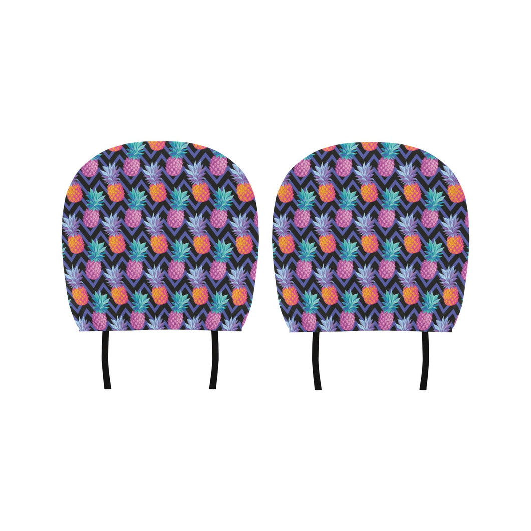 Pineapples pattern zigzag background Car Headrest Cover
