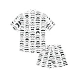 Mustache Beard Pattern Print Design 04 Kids' Boys' Girls' V-Neck Short Pajama Set