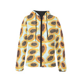 Watercolor papaya pattern Women's Padded Hooded Jacket