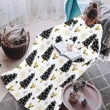 Christmas tree holly snow star pattern Blanket Robe with Sleeves