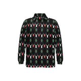 Deer Christmas new year pattern argyle Men's Long Sleeve Polo Shirt