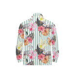 Colorful orchid flower pattern Men's Long Sleeve Polo Shirt