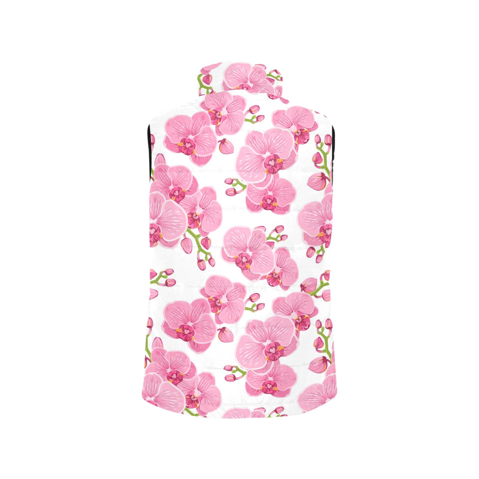 pink purple orchid pattern background Women's Padded Vest
