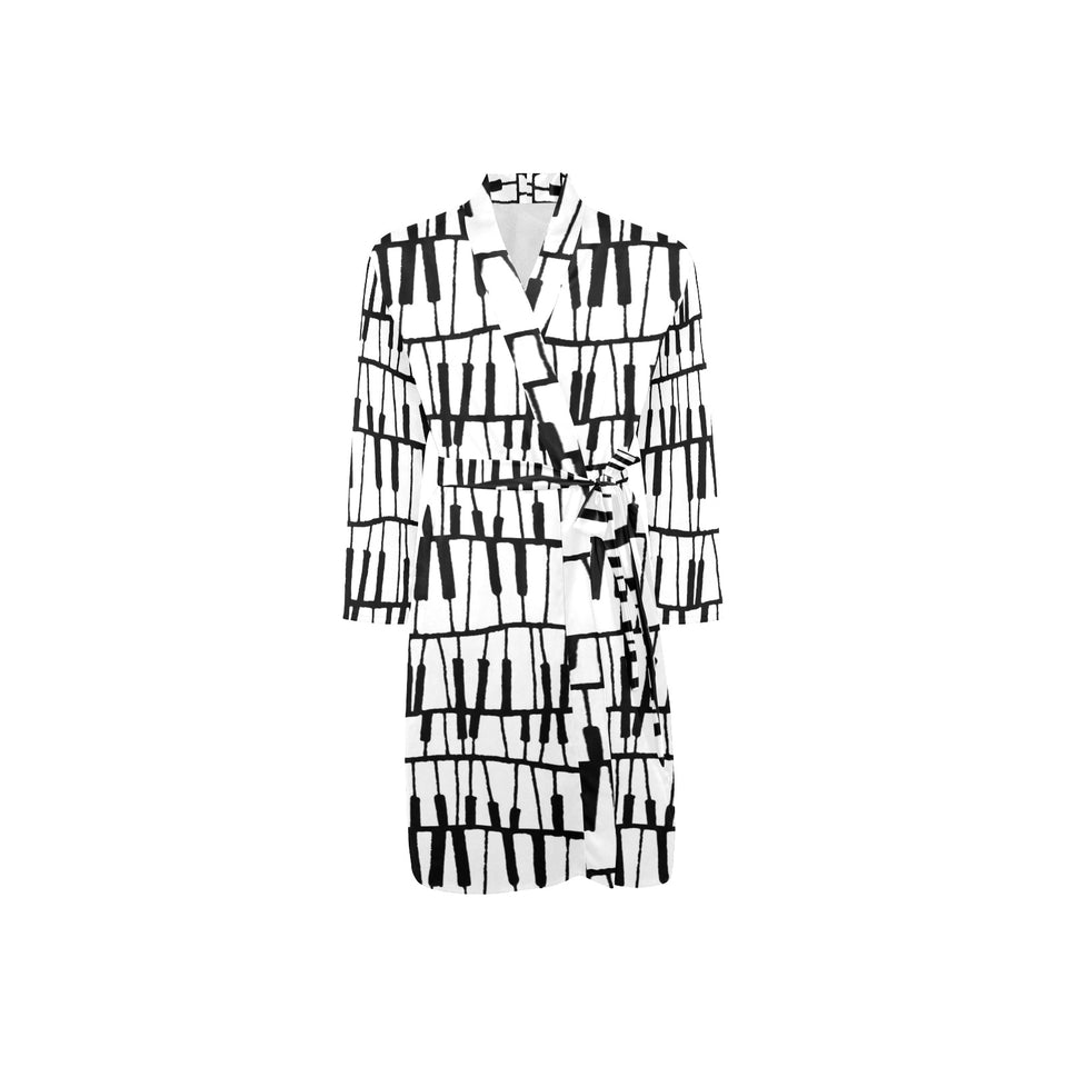 Piano Pattern Print Design 03 Men's Long Sleeve Belted Night Robe