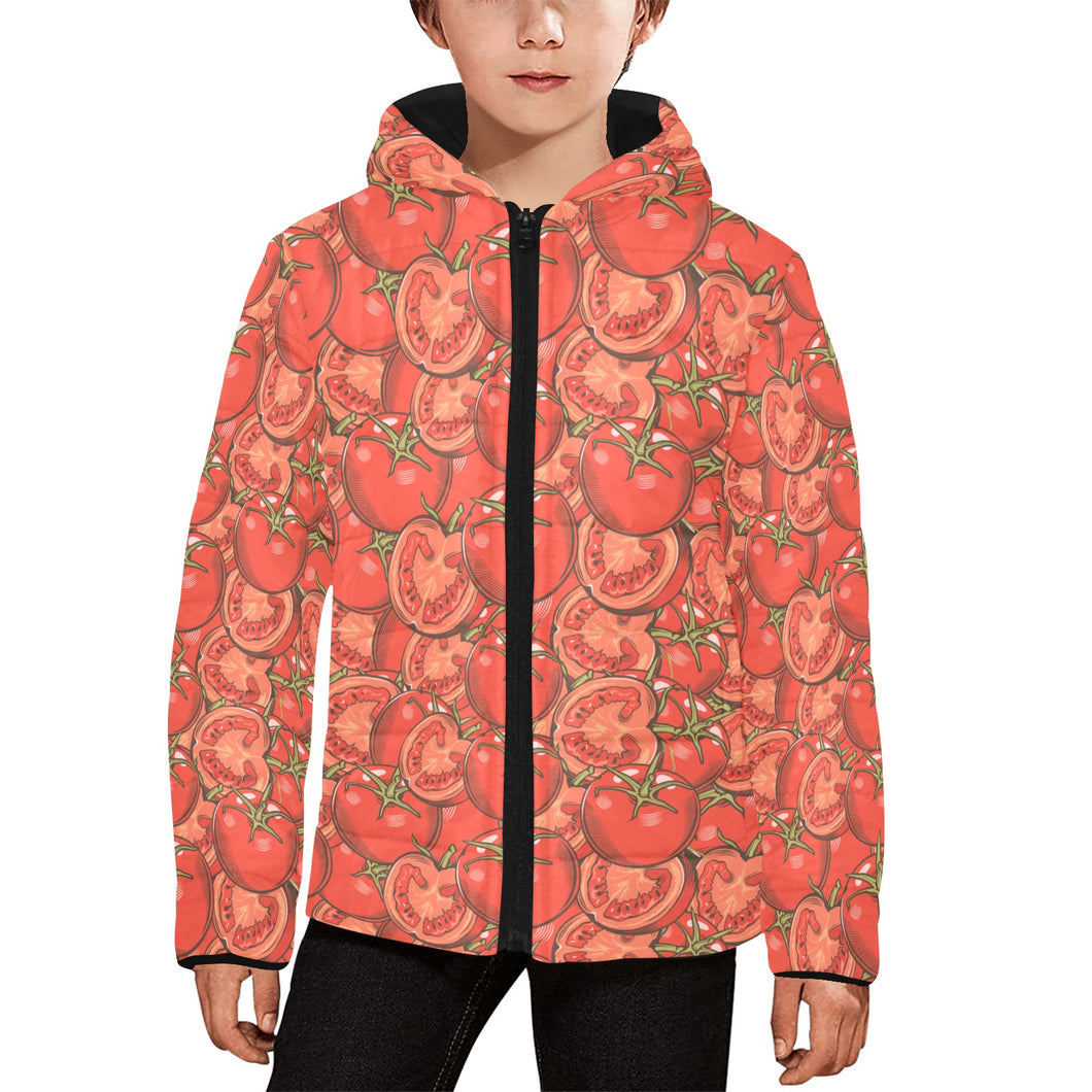 Red Tomato Pattern Kids' Boys' Girls' Padded Hooded Jacket