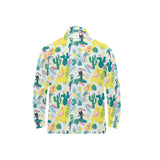 Cute parrot toucan flamingo cactus exotic leaves p Men's Long Sleeve Polo Shirt