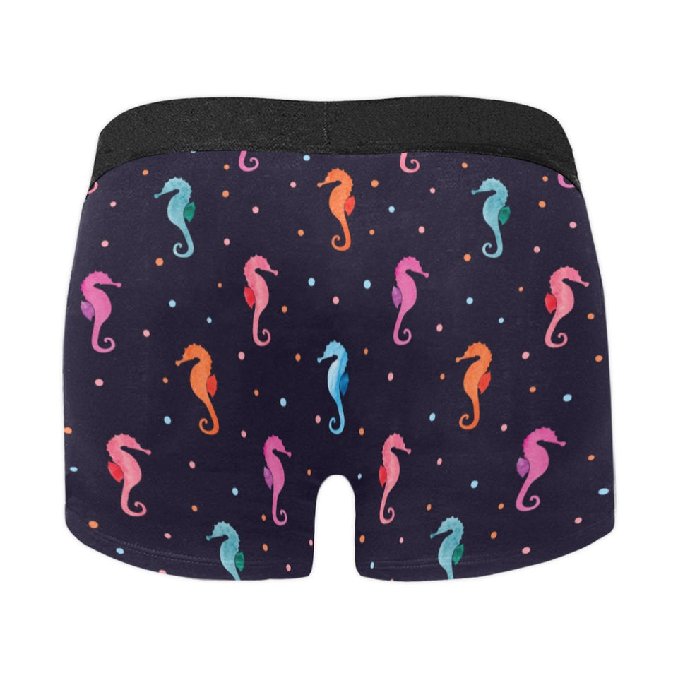Watercolor colorful seahorse pattern Men's All Over Print Boxer Briefs Men's Underwear