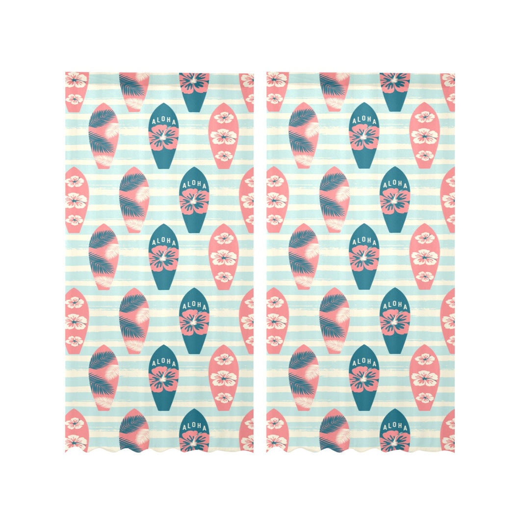 Surfboard Pattern Print Design 02 Gauze Curtain