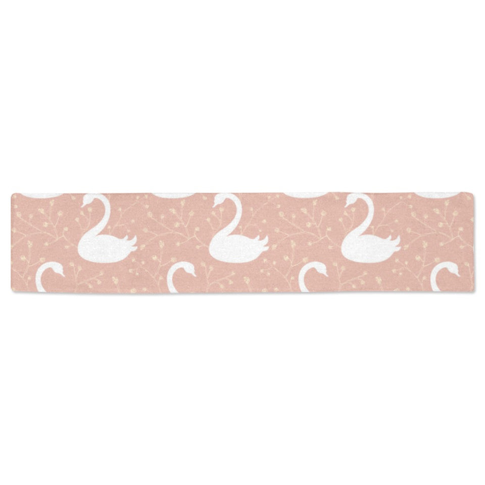 Swan flower light pink background Table Runner