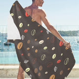 Coffee bean leave pattern Beach Towel