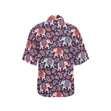 Elephant indian style ornament pattern Women's All Over Print Hawaiian Shirt