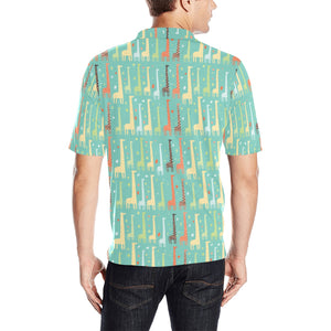 Giraffe Pattern Print Design 01 Men's All Over Print Polo Shirt