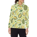 Durian leaves pattern background Women's Long Sleeve Polo Shirt