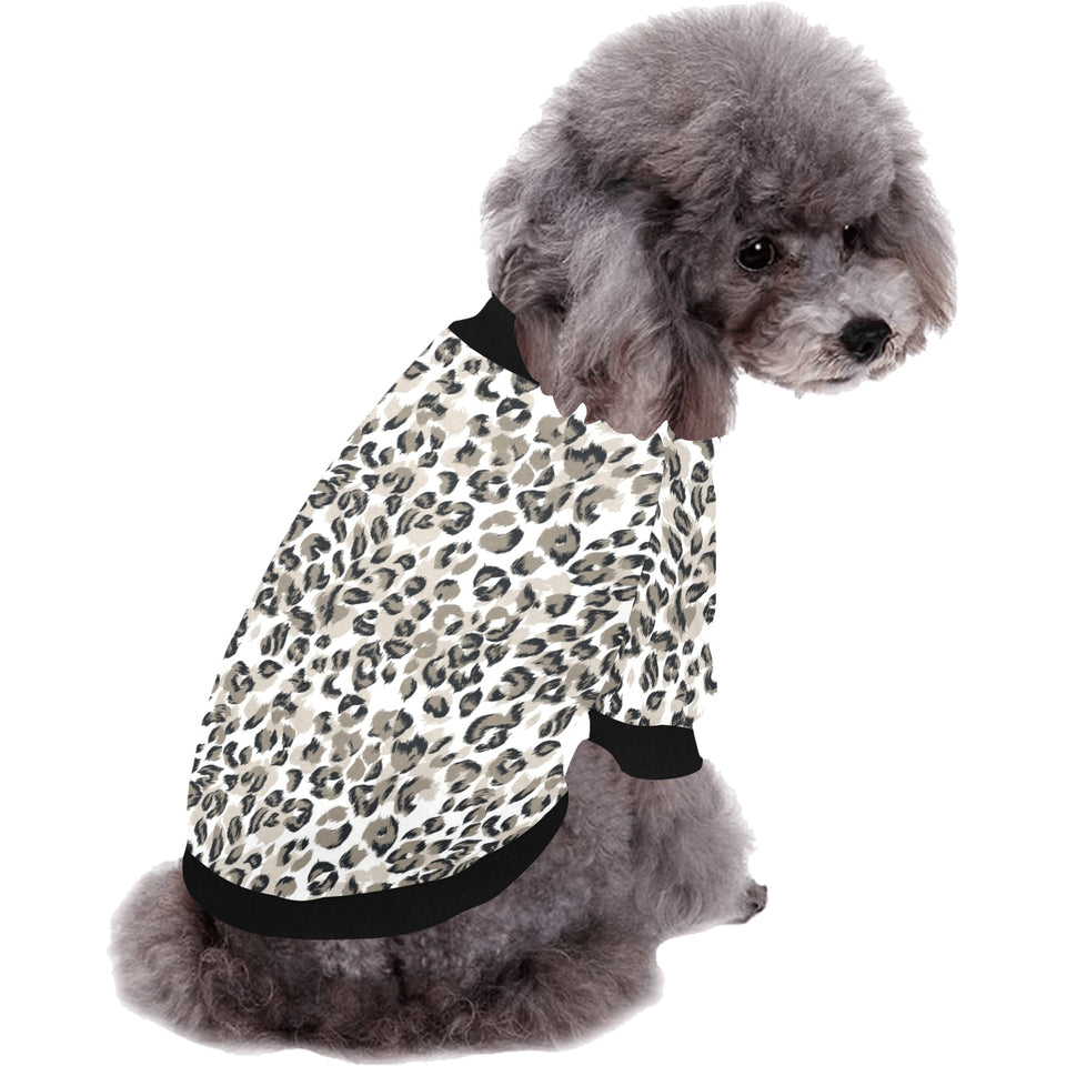 Leopard skin print pattern All Over Print Pet Dog Round Neck Fuzzy Shirt