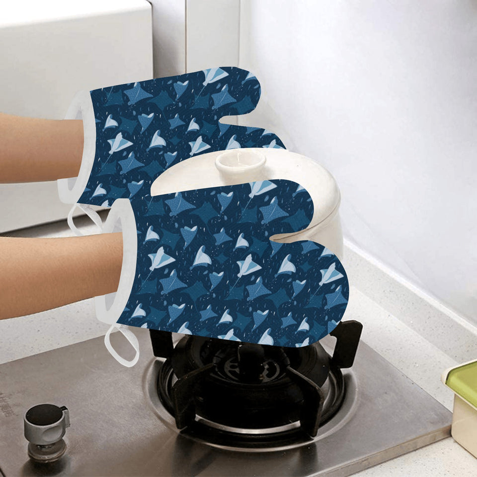 Stingray Pattern Print Design 04 Heat Resistant Oven Mitts