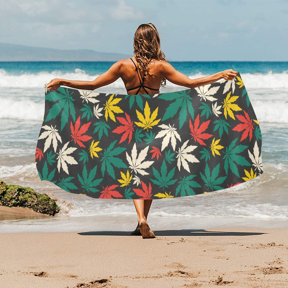 Canabis Marijuana Weed Pattern Print Design 02 Beach Towel