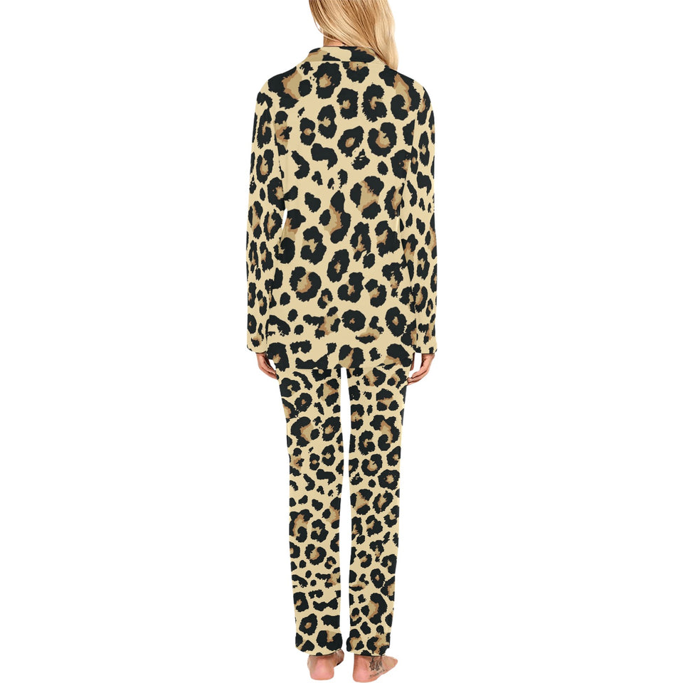 Leopard print design pattern Women's Long Pajama Set