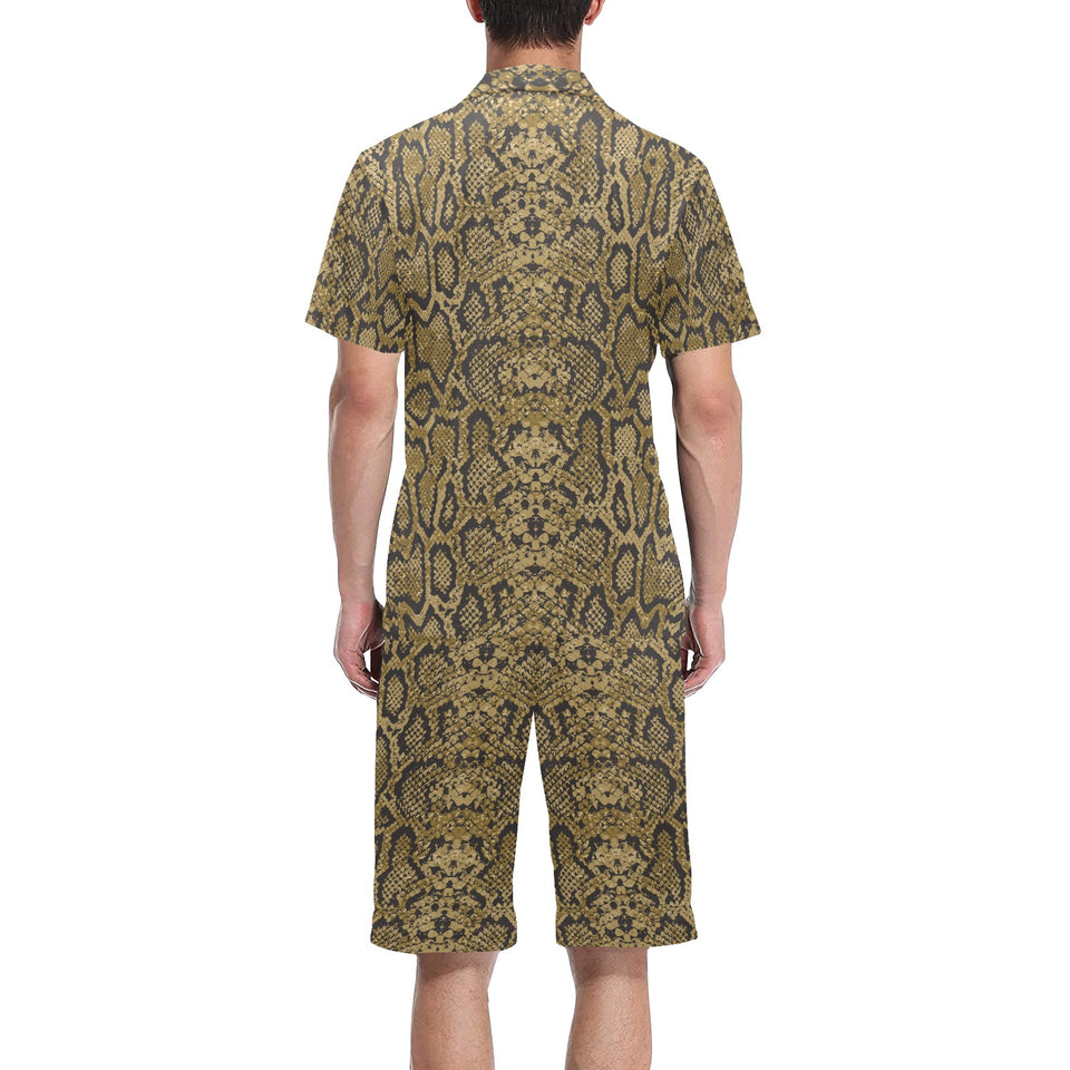 Snake skin pattern Men's V-Neck Short Pajama Set