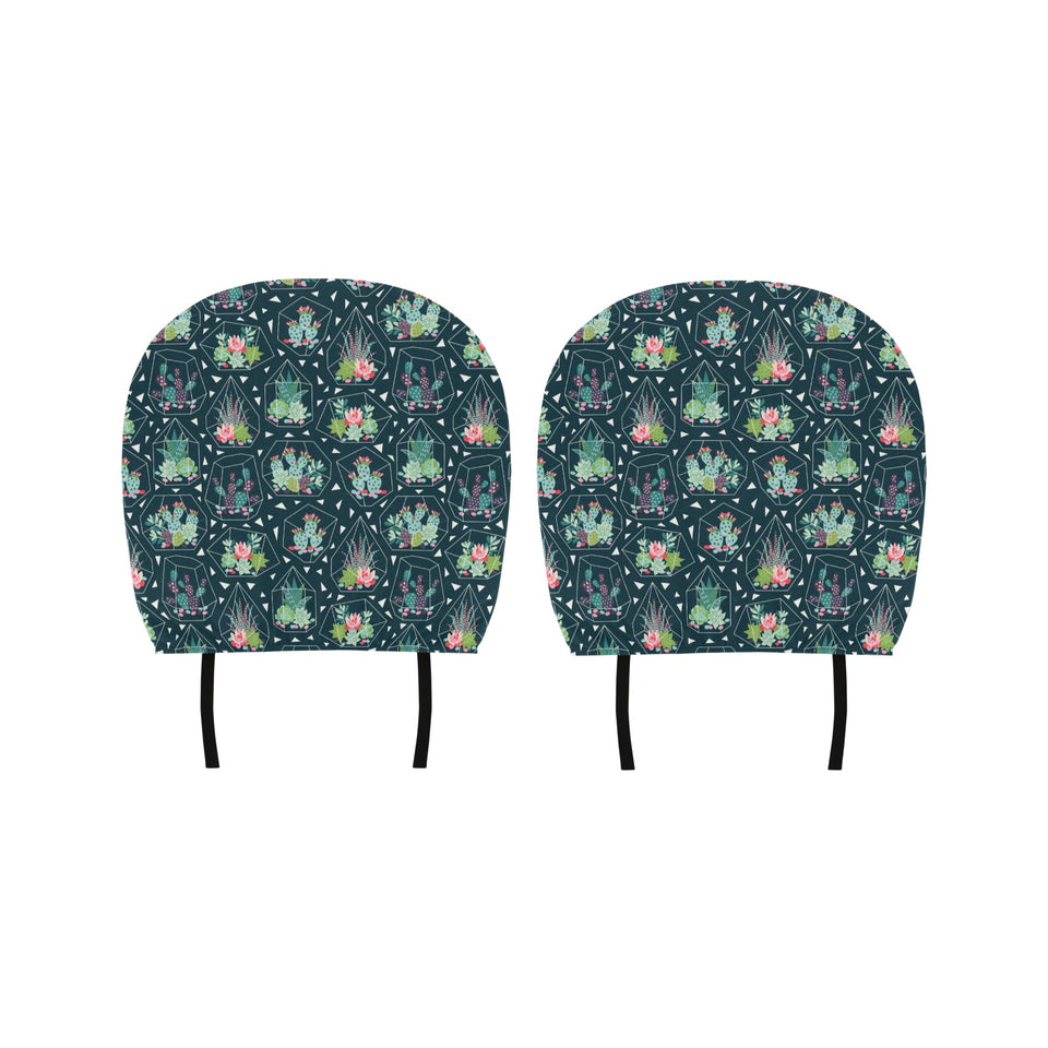 Cactus glass terrarium pattern Car Headrest Cover