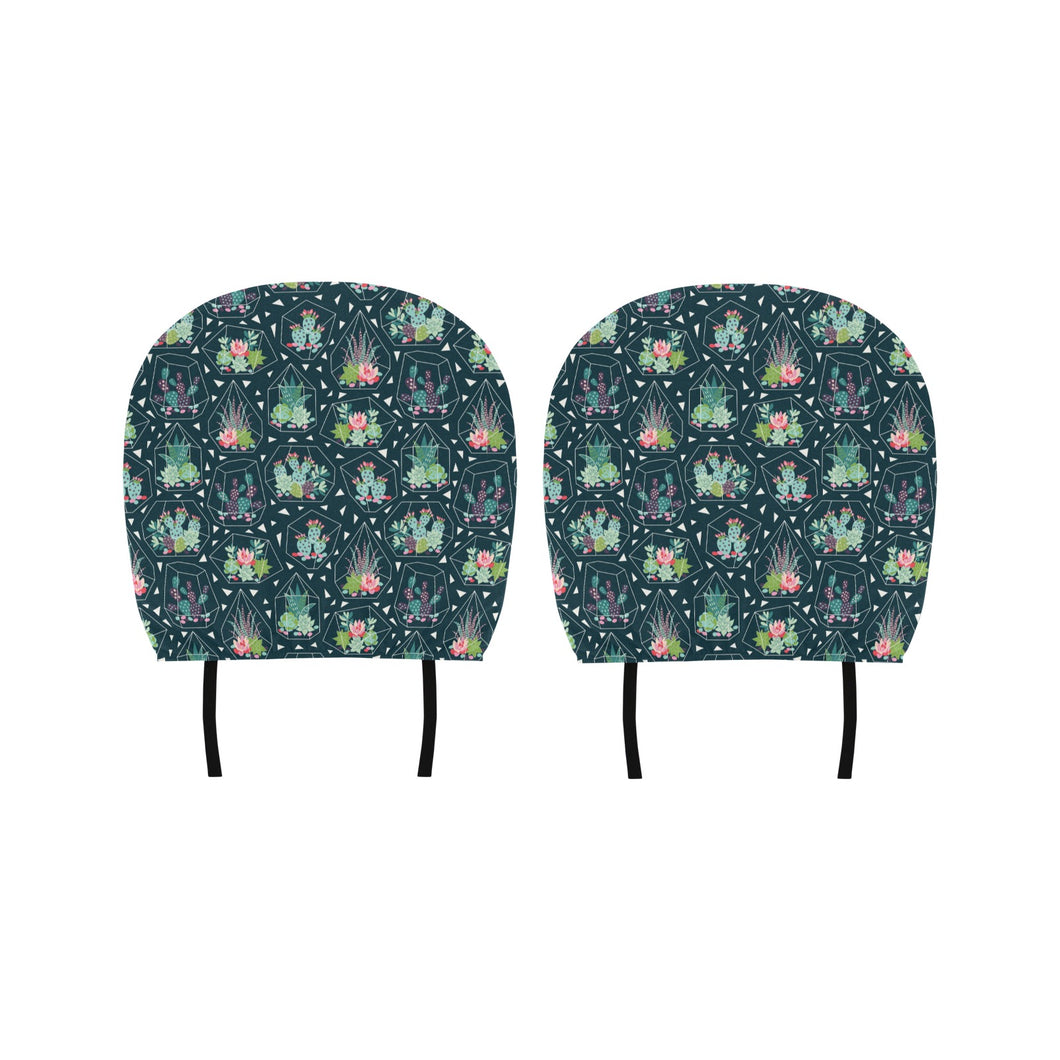 Cactus glass terrarium pattern Car Headrest Cover